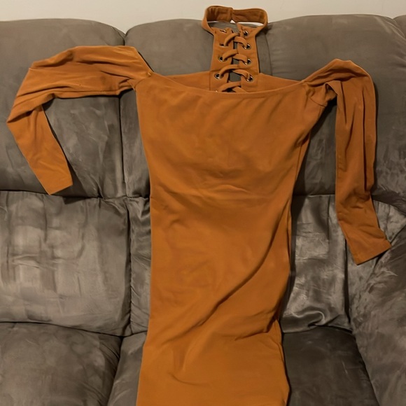 Womens mustard brown dress size Large - Picture 4 of 6